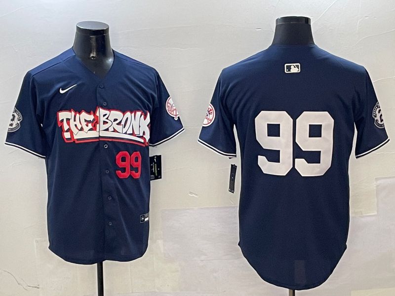 Men New York Yankees 99 Judge Drak Blue four generations Joint Name 2025 Nike MLB Jersey style 10